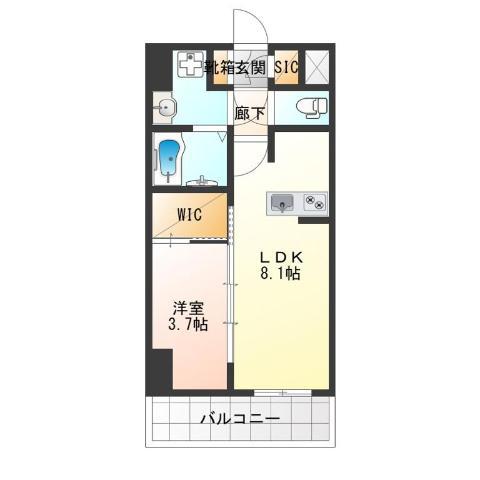 レオンコンフォート難波クレア(1LDK/3階)の間取り写真
