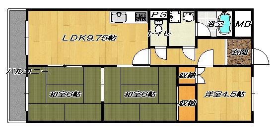コーポ泰山灰塚(3LDK/3階)の間取り写真