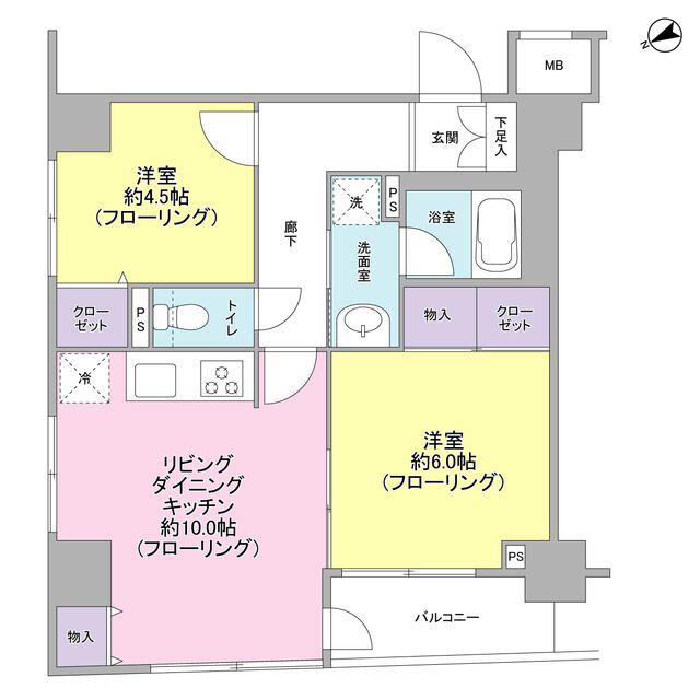 パートナーシップアパートメント(2LDK/12階)の間取り写真