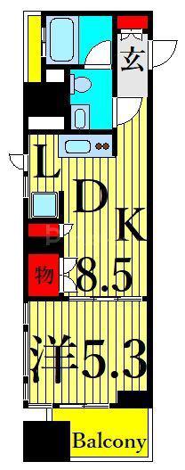 プロスペクトKALON三ノ輪(1DK/3階)の間取り写真