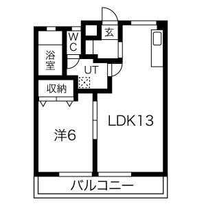 陶都マンション(1LDK/2階)の間取り写真
