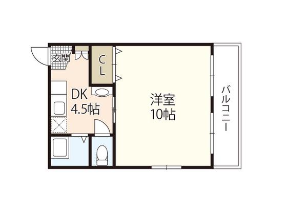 上原ビル(1DK/3階)の間取り写真