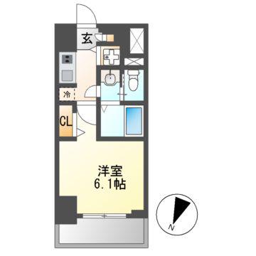 S-RESIDENCE一社(1K/15階)の間取り写真