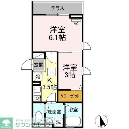 グランメール聖蹟(2K/2階)の間取り写真
