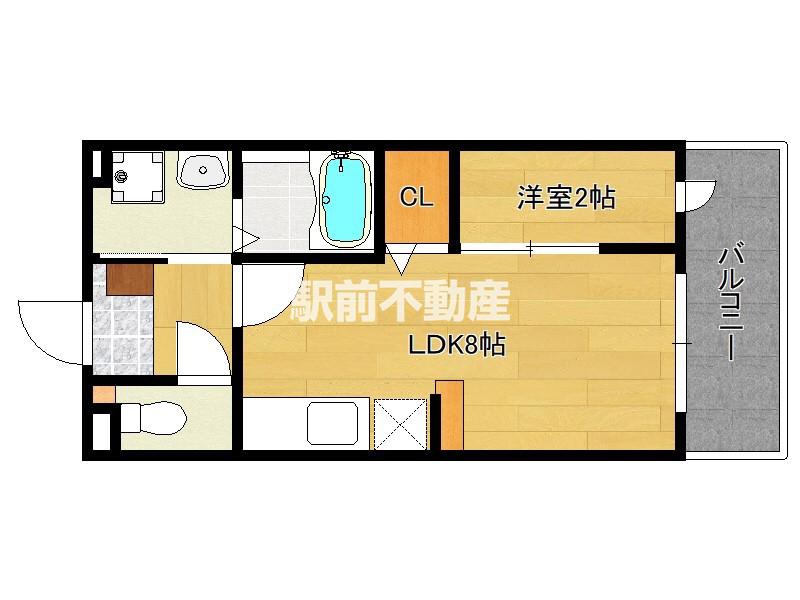 グランソレイユ博多南(1LDK/3階)の間取り写真