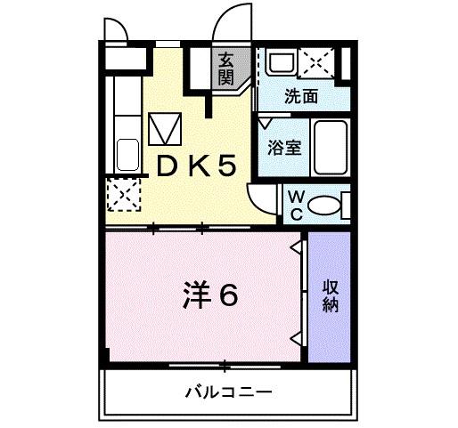 カーサフィオーレII(1DK/1階)の間取り写真