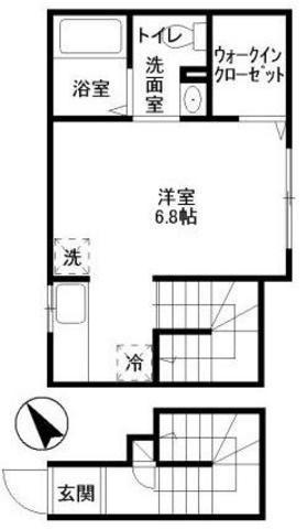 コンフォート若松町(1K/2階)の間取り写真