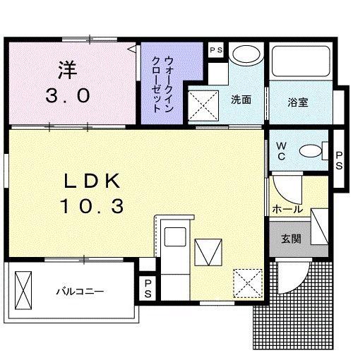 ジールII(1LDK/1階)の間取り写真