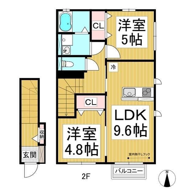 ハイムメゾンライス(2LDK/2階)の間取り写真