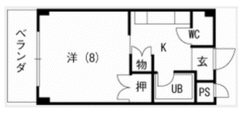 BONハイツ89(ワンルーム/2階)の間取り写真