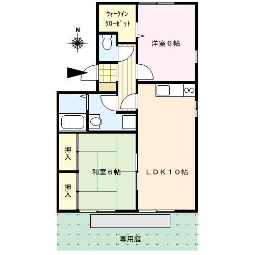 OKA東櫛原(2LDK/1階)の間取り写真