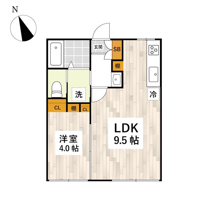 アーバンライフ花園(1LDK/1階)の間取り写真