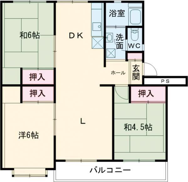桃山1号棟(3LDK/5階)の間取り写真
