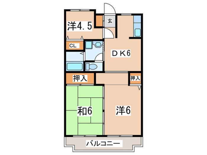 エーデルハイム(3DK/2階)の間取り写真