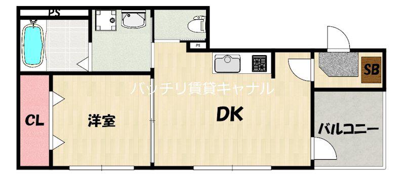 ステーションテラス別府(1DK/3階)の間取り写真