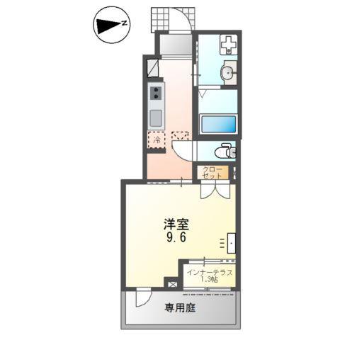 ALIVIO 新在家(1K/1階)の間取り写真