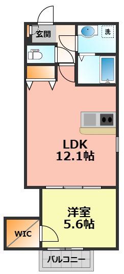 ジーメゾン清須セレーノ(1LDK/2階)の間取り写真