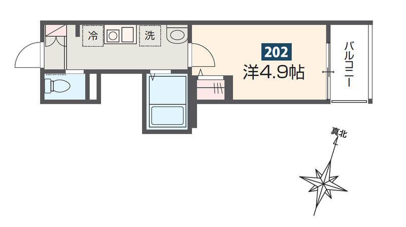 MELDIA与野本町III(1K/2階)の間取り写真