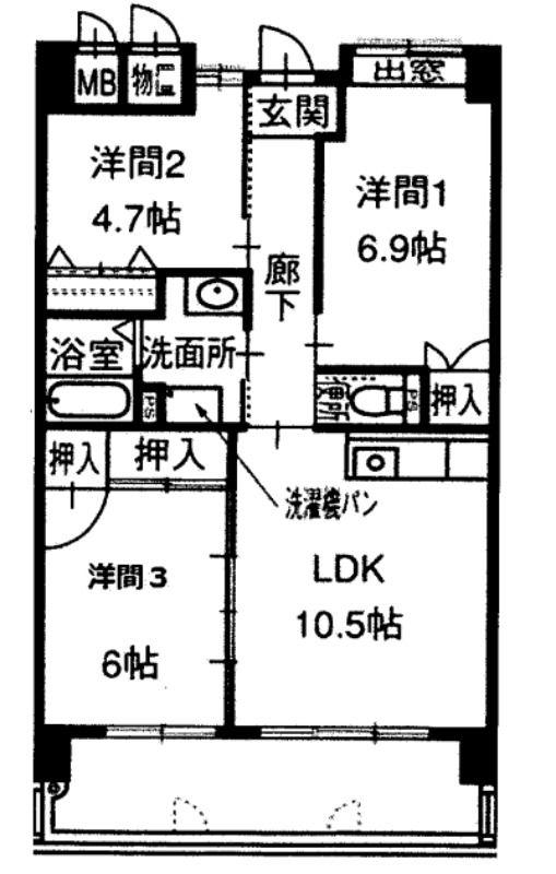 メゾン八杉(3LDK/4階)の間取り写真