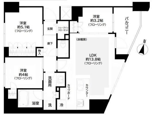 GREEN PARK文京西片(3LDK/3階)の間取り写真