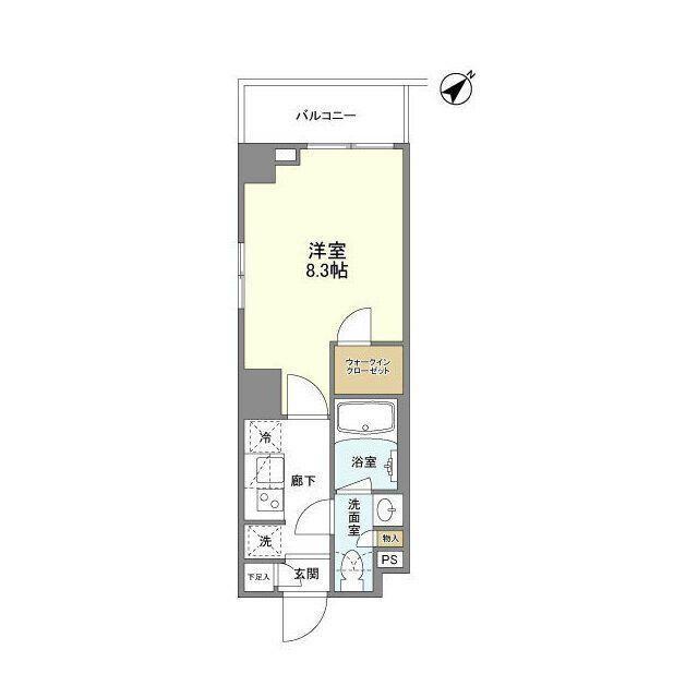 バウスフラッツ品川大井町(1K/3階)の間取り写真