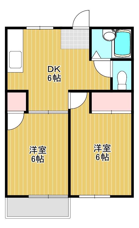 レピュート山崎(2DK/2階)の間取り写真