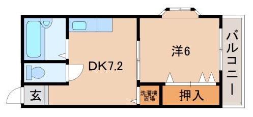 クラウンハイツ有家(1DK/3階)の間取り写真