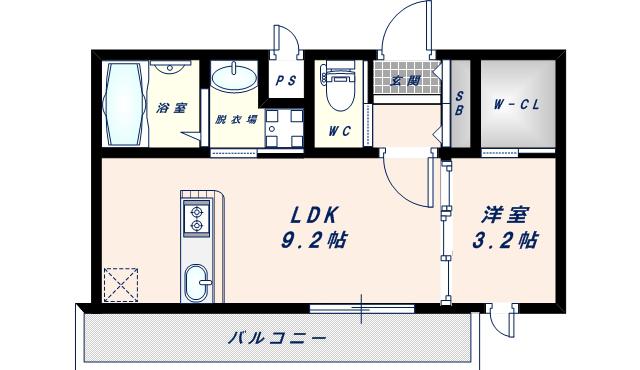 グランパセオノース(1LDK/2階)の間取り写真