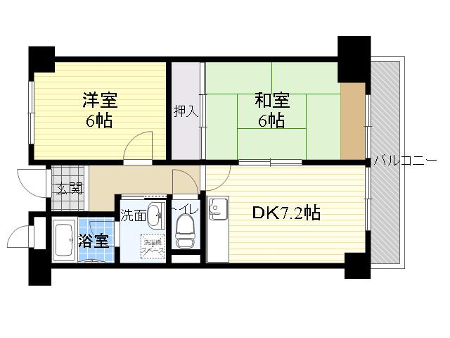メゾン交楽園 弐番館(2LDK/4階)の間取り写真