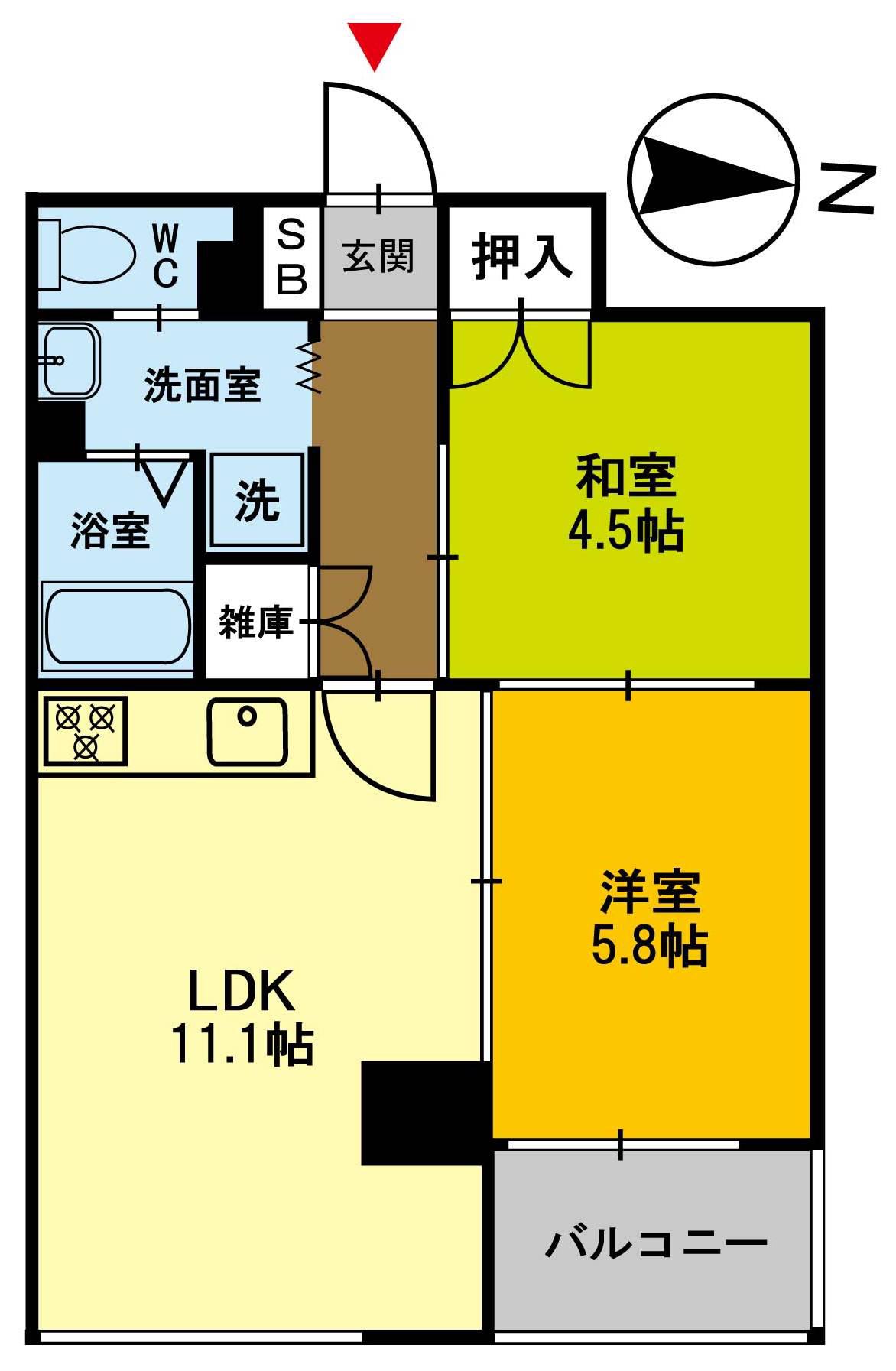 ベルメゾン(2LDK/6階)の間取り写真