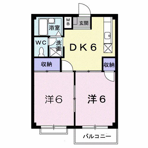 プレザホームズ(2DK/1階)の間取り写真