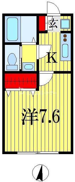 フォレストツインハウスN棟(1K/2階)の間取り写真