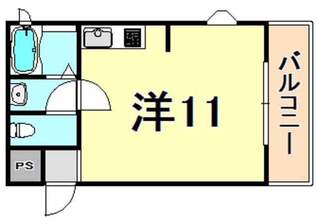 北口ハイツ(ワンルーム/2階)の間取り写真