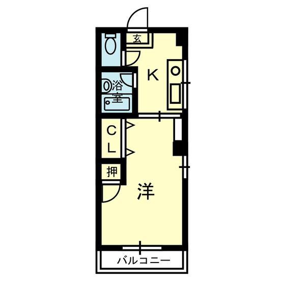 白石ビル(1K/4階)の間取り写真