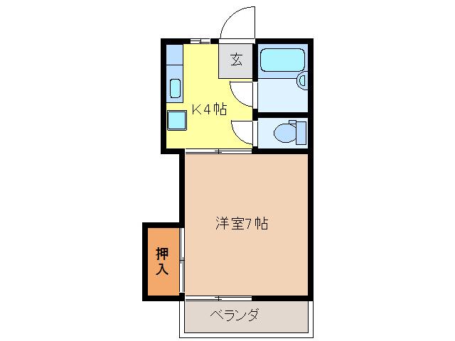 コスモポリス(1K/4階)の間取り写真