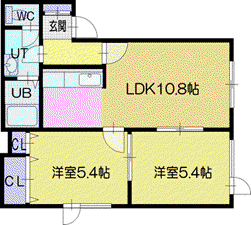 サニーB棟(2LDK/2階)の間取り写真