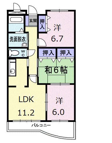 ピュアー双葉(3LDK/3階)の間取り写真