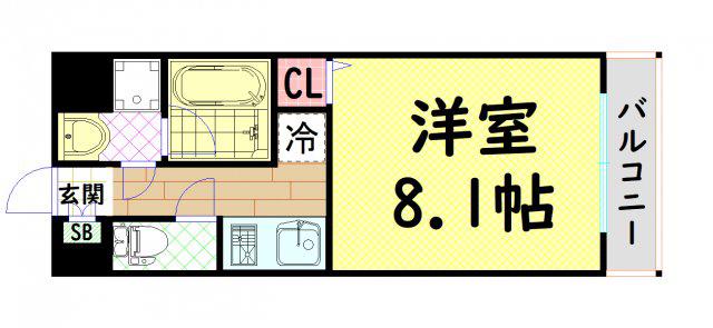 エグゼ大阪ドームII(1K/2階)の間取り写真