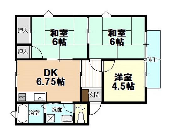 共立松ヶ丘アパート(3DK/2階)の間取り写真