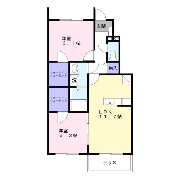 アルブルシャルマン(2LDK/1階)の間取り写真