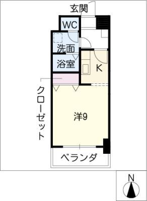 レジデンス新瀬戸(ワンルーム/7階)の間取り写真