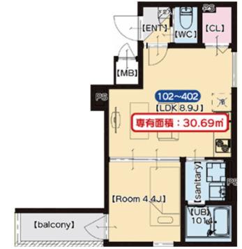 MAXIV CITY神戸鷹取 TRE(1LDK/3階)の間取り写真