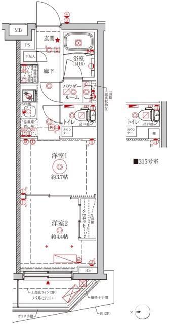クレイシアIDZ中野野方(2K/2階)の間取り写真