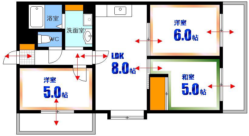 ヨコガワシティ(3LDK/3階)の間取り写真