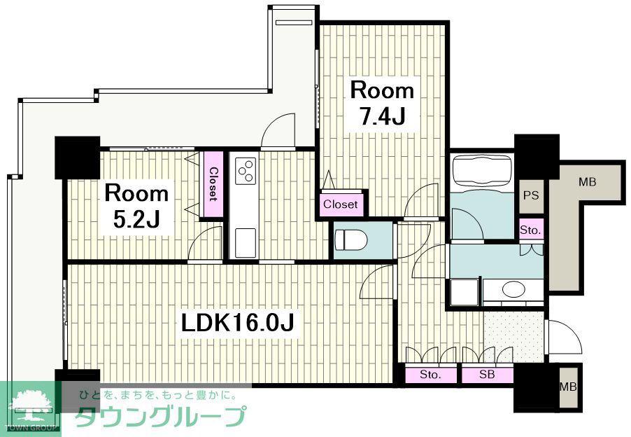 パシフィックロイヤルコートみなとみらいオーシャンタワー(2LDK/23階)の間取り写真