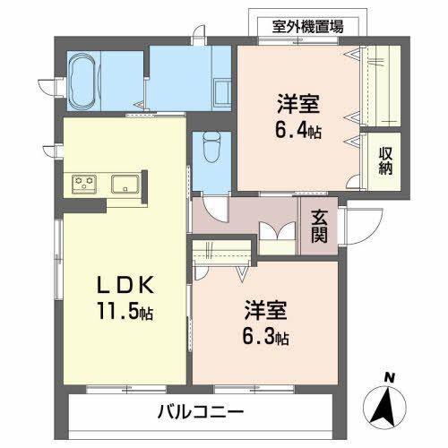 シャーメゾン ロハス(2LDK/3階)の間取り写真