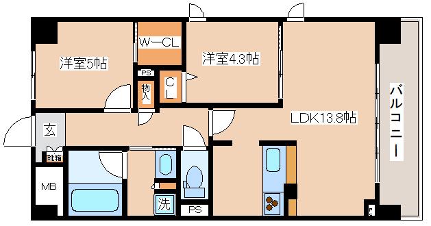 ソフィット岬(2LDK/6階)の間取り写真