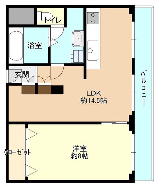 勾当台ハイツ(1LDK/11階)の間取り写真
