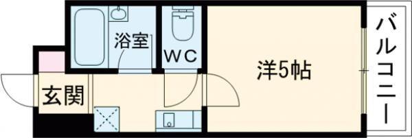 コーポひろおか(1K/5階)の間取り写真