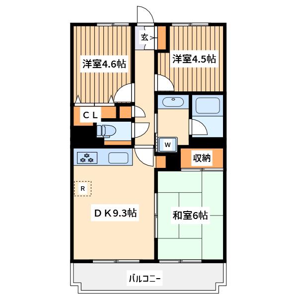 ライオンズマンション南林間第6(3DK/2階)の間取り写真